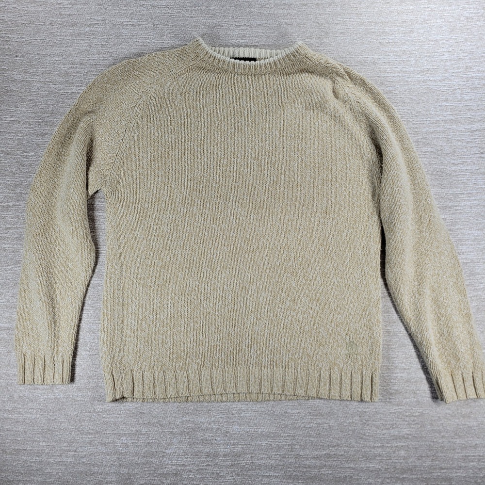 VTG Tommy Hilfiger Knit Sweater Size L Cream Silk Linen Cotton Crewneck Preppy
